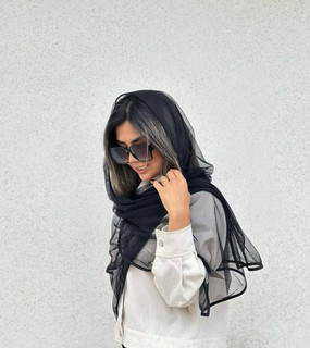 شال توری زنانه رنگ مشکی کد 66103