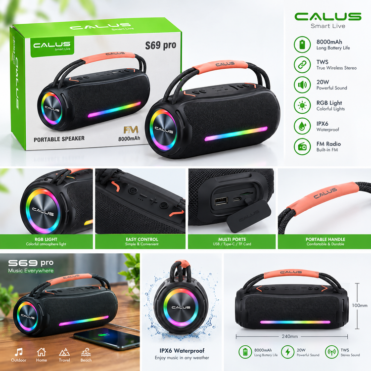 اسپیکر بلوتوثی ضد آب کالوس CAKUS S69PRO